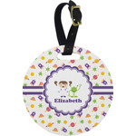 Girls Space Themed Plastic Luggage Tag - Round (Personalized)
