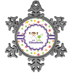 Girls Space Themed Vintage Snowflake Ornament (Personalized)