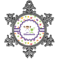 Girls Space Themed Vintage Snowflake Ornament (Personalized)