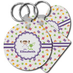 Girls Space Themed Plastic Keychain (Personalized)