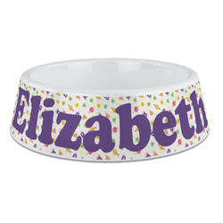 Girls Space Themed Plastic Dog Bowl - Large (Personalized)