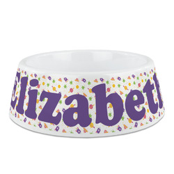 Girls Space Themed Plastic Dog Bowl (Personalized)