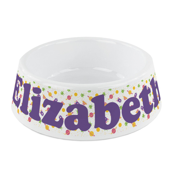 Custom Girls Space Themed Plastic Dog Bowl - Small (Personalized)