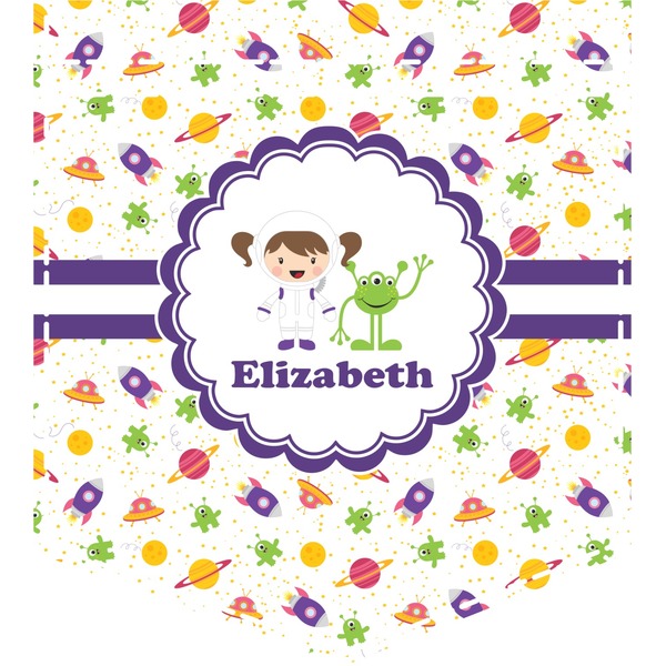 Custom Girls Space Themed Iron On Faux Pocket (Personalized)