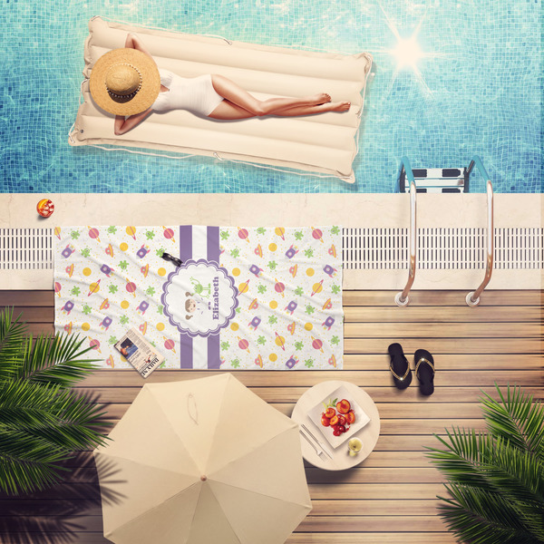 Girls Space Themed Pool Towel Lifestyle