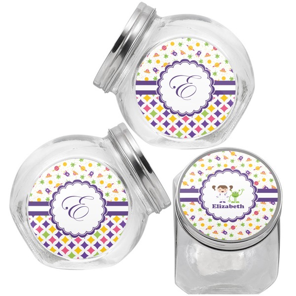 Girls Space Themed Puppy Treat Jar - Top Left Right