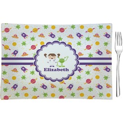 Girls Space Themed Rectangular Glass Appetizer / Dessert Plate - Single or Set (Personalized)