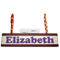 Girls Space Themed Red Mahogany Nameplates with Business Card Holder - Straight
