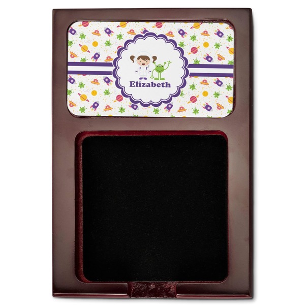 Girls Space Themed Red Mahogany Sticky Note Holder - Flat