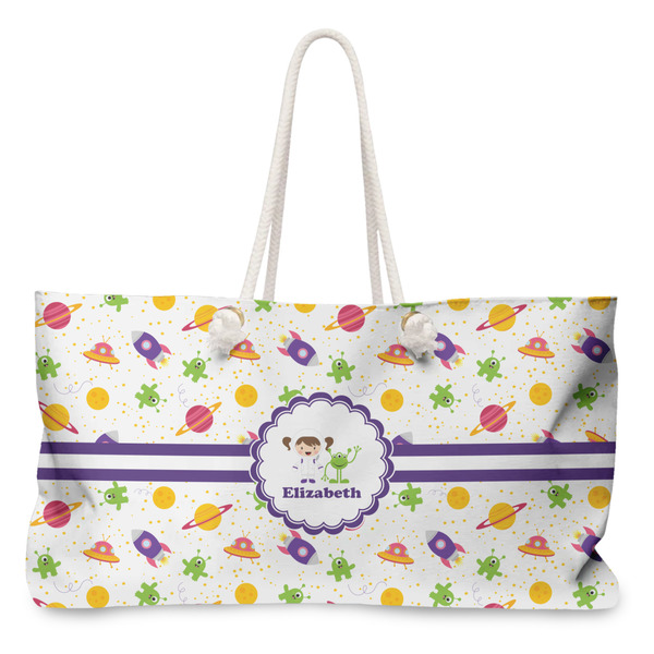 Custom Girls Space Themed Large Tote Bag with Rope Handles (Personalized)