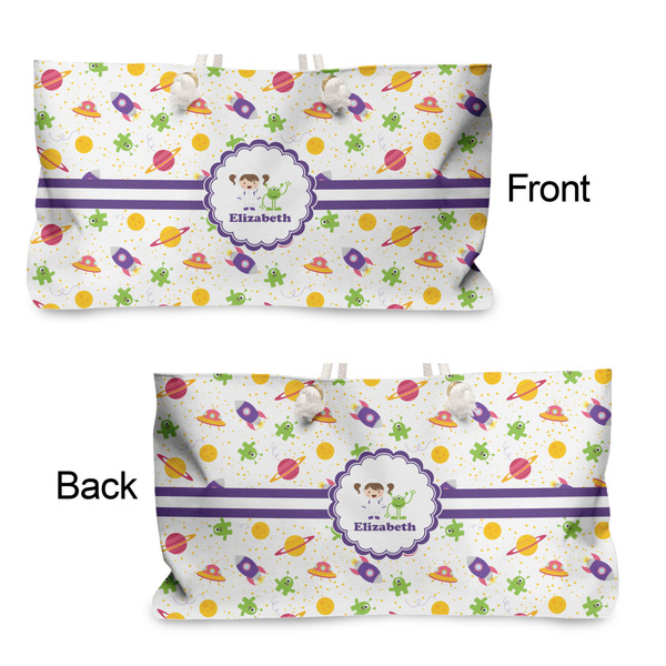 Girls Space Themed Large Rope Tote - From & Back View