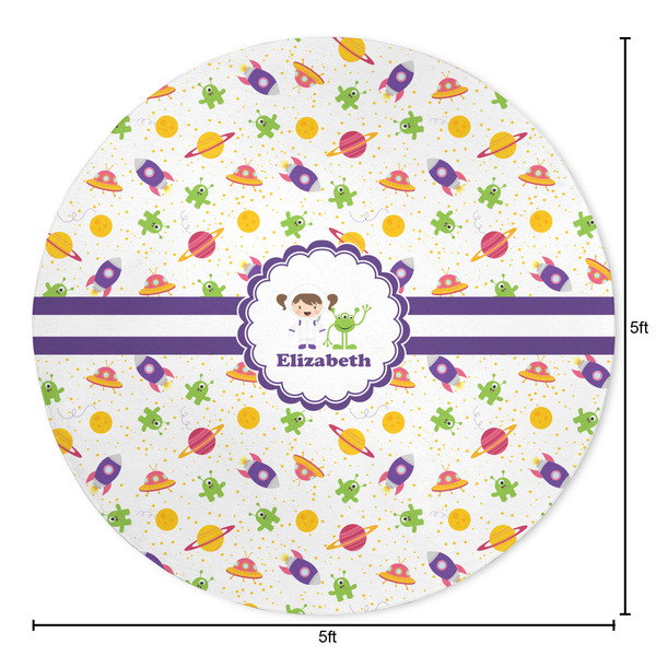 Girls Space Themed Round Area Rug - Size