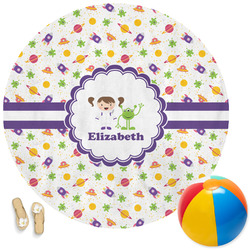Girls Space Themed Round Beach Towel (Personalized)