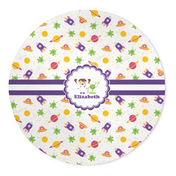 Girls Space Themed 5' Round Indoor Area Rug (Personalized)