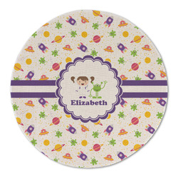 Girls Space Themed Round Linen Placemat (Personalized)