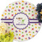 Girls Space Themed Round Linen Placemats - Front (w flowers)
