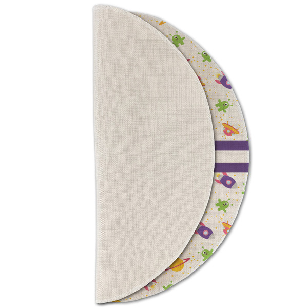 Girls Space Themed Round Linen Placemats - HALF FOLDED (single sided)