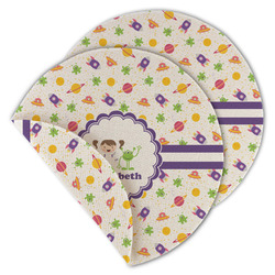 Girls Space Themed Round Linen Placemat - Double Sided (Personalized)