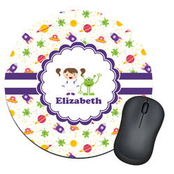 Girls Space Themed Round Mouse Pad (Personalized)