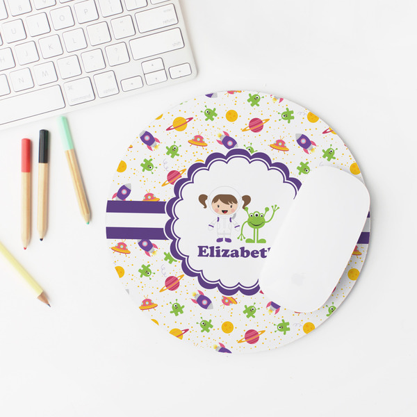 Girls Space Themed Round Mousepad - LIFESTYLE 2