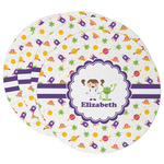 Girls Space Themed Round Paper Coasters w/ Name or Text