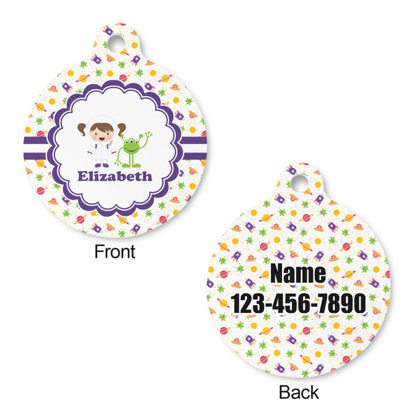 Girls Space Themed Round Pet ID Tag - Large - Approval