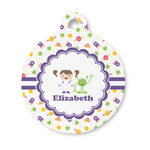 Girls Space Themed Round Pet ID Tag - Small (Personalized)