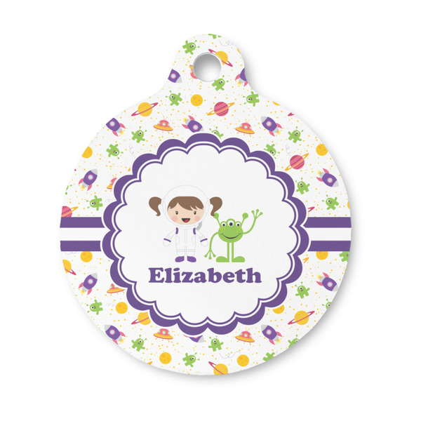 Custom Girls Space Themed Round Pet ID Tag - Small (Personalized)