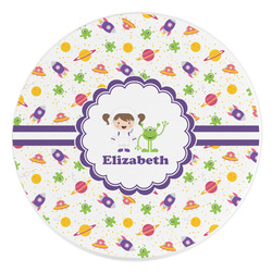 Girls Space Themed Round Stone Trivet (Personalized)