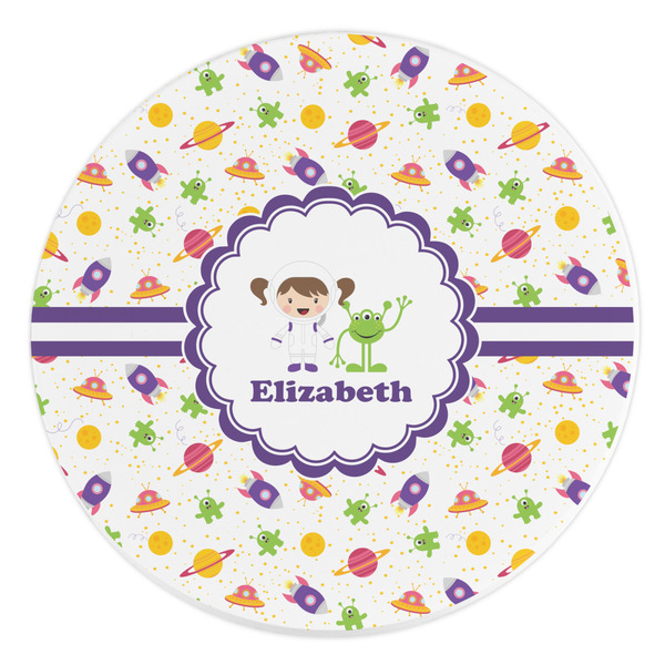 Custom Girls Space Themed Round Stone Trivet (Personalized)