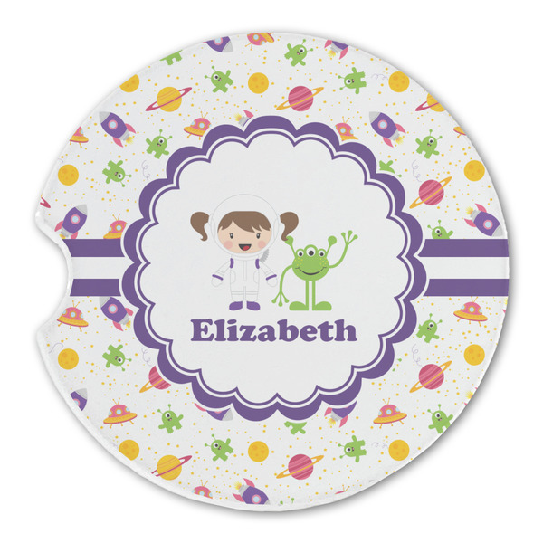Custom Girls Space Themed Sandstone Car Coaster - Single (Personalized)