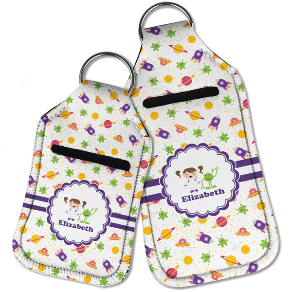 Girls Space Themed Sanitizer Holder Keychain - Parent Main