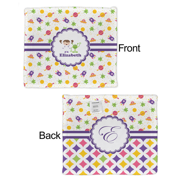 Girls Space Themed Security Blanket - Front & Back View