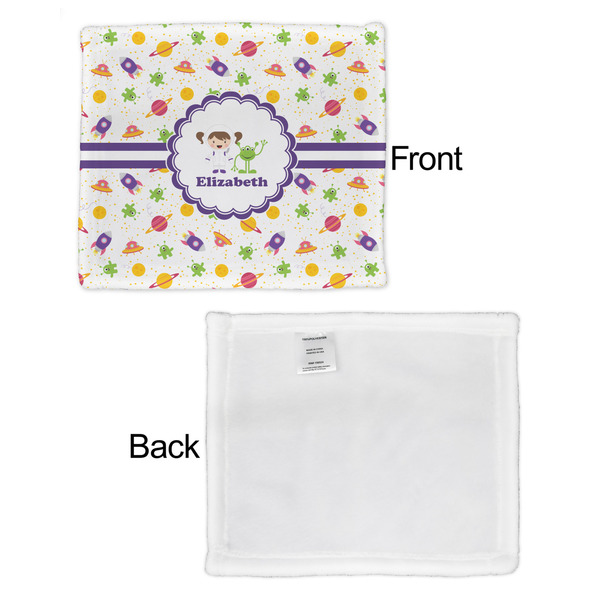 Girls Space Themed Security Blanket - Front & White Back View