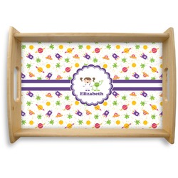 Girls Space Themed Natural Wooden Tray - Small (Personalized)