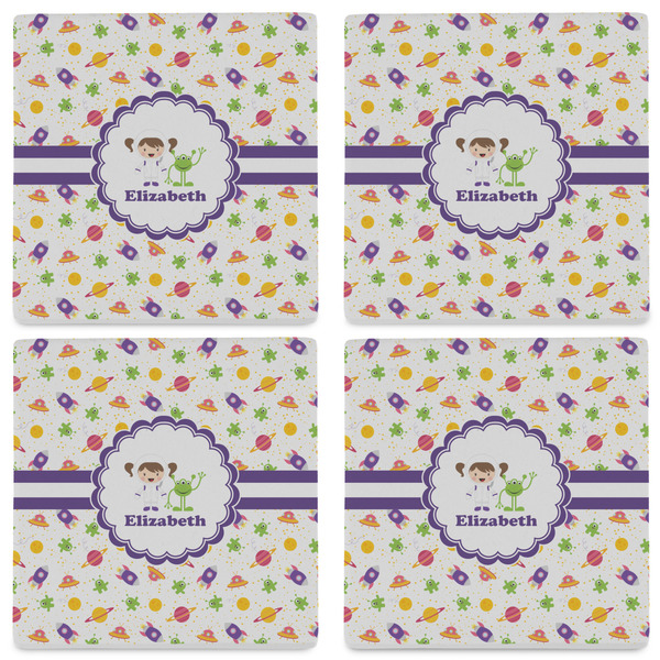 Girls Space Themed Set of 4 Sandstone Coasters - See All 4 View