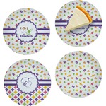 Girls Space Themed Set of 4 Glass Appetizer / Dessert Plate 8" (Personalized)