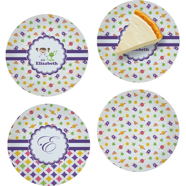 Girls Space Themed Set of Appetizer / Dessert Plates
