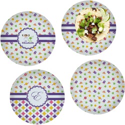 Girls Space Themed Set of 4 Glass Lunch / Dinner Plate 10" (Personalized)