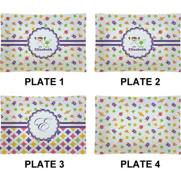 Girls Space Themed Set of Rectangular Appetizer / Dessert Plates (Approval)