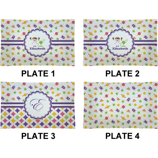 Girls Space Themed Set of Rectangular Dinner Plates (Approval)