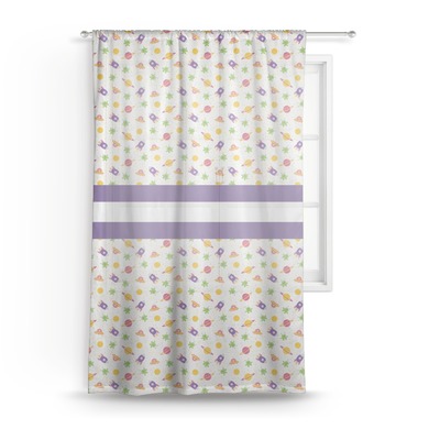 Girls Space Themed Sheer Curtain (Personalized)