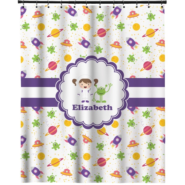 Custom Girls Space Themed Extra Long Shower Curtain - 70"x84" (Personalized)