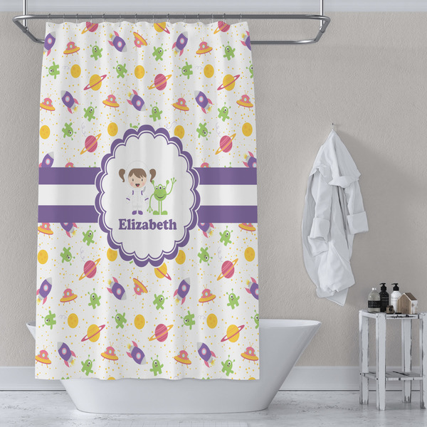 Girls Space Themed Shower Curtain Lifestyle