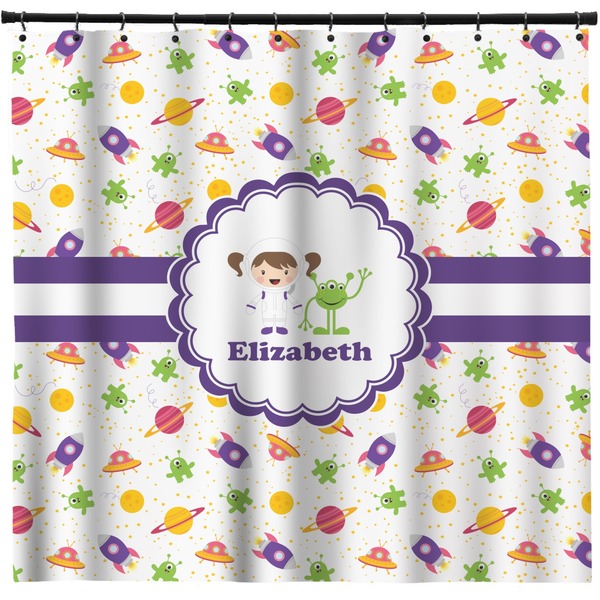 Custom Girls Space Themed Shower Curtain - Custom Size (Personalized)