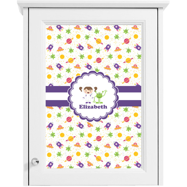 Girls Space Themed Single White Cabinet Decal