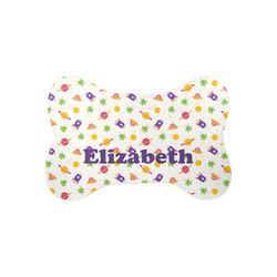 Girls Space Themed Bone Shaped Dog Food Mat (Small) (Personalized)