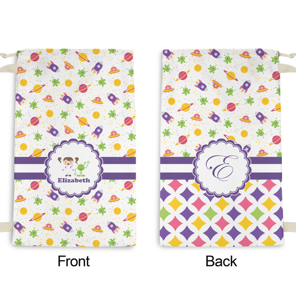 Girls Space Themed Small Laundry Bag - Front & Back View