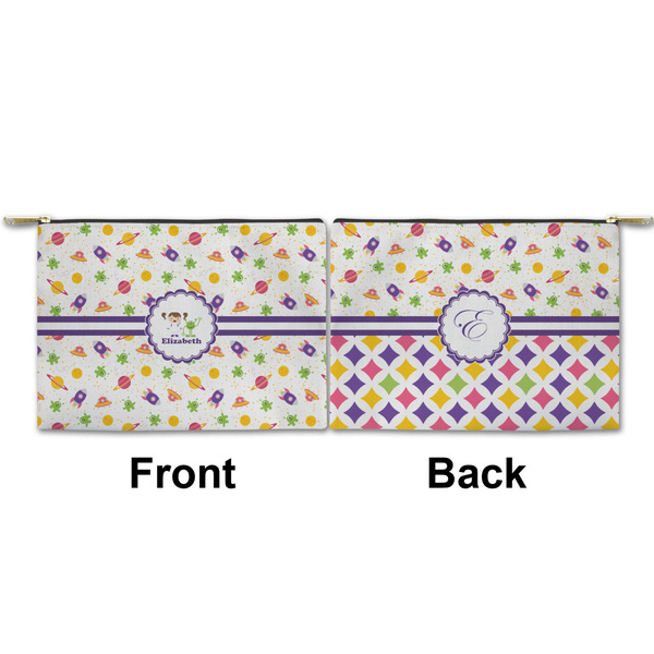 Girls Space Themed Small Zipper Pouch Approval (Front and Back)
