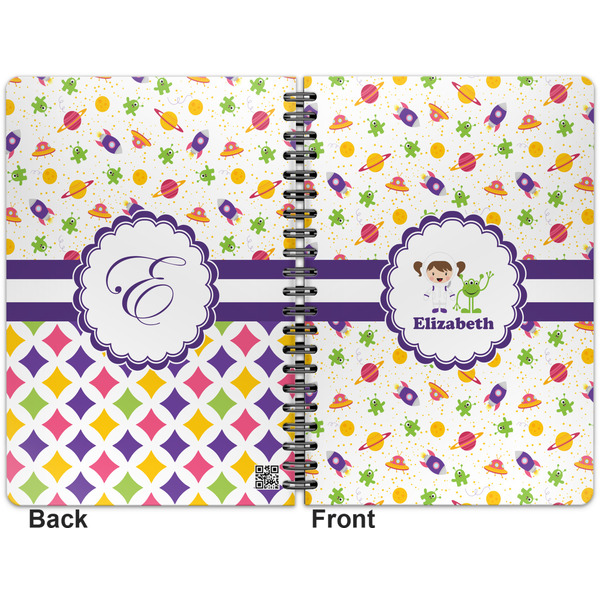 Girls Space Themed Spiral Journal 7 x 10 - Apvl